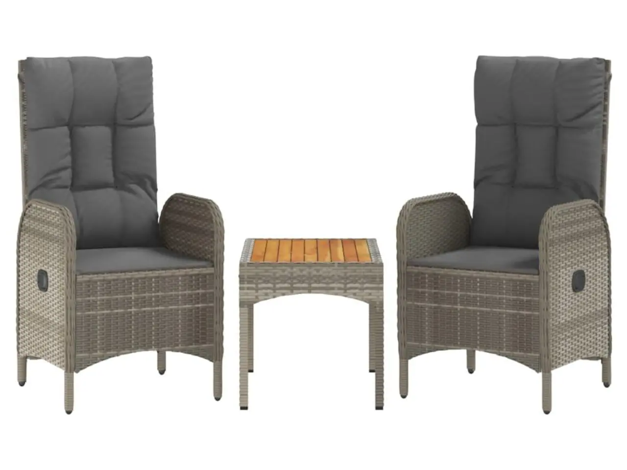 Billede 2 - Loungesæt til haven 3 dele med hynder polyrattan grå
