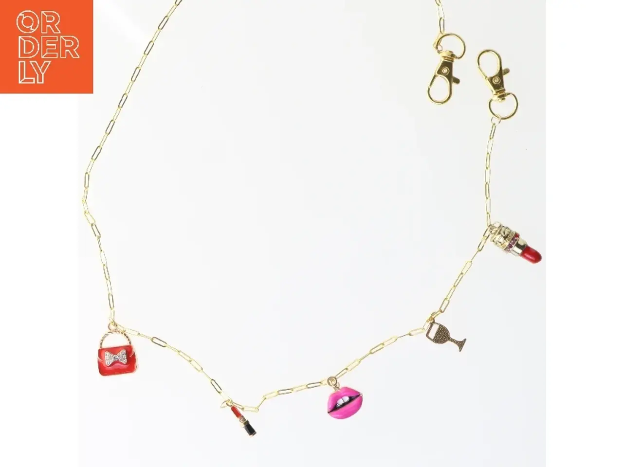 Billede 1 - Guld halskæde med charms (str. 64 cm)