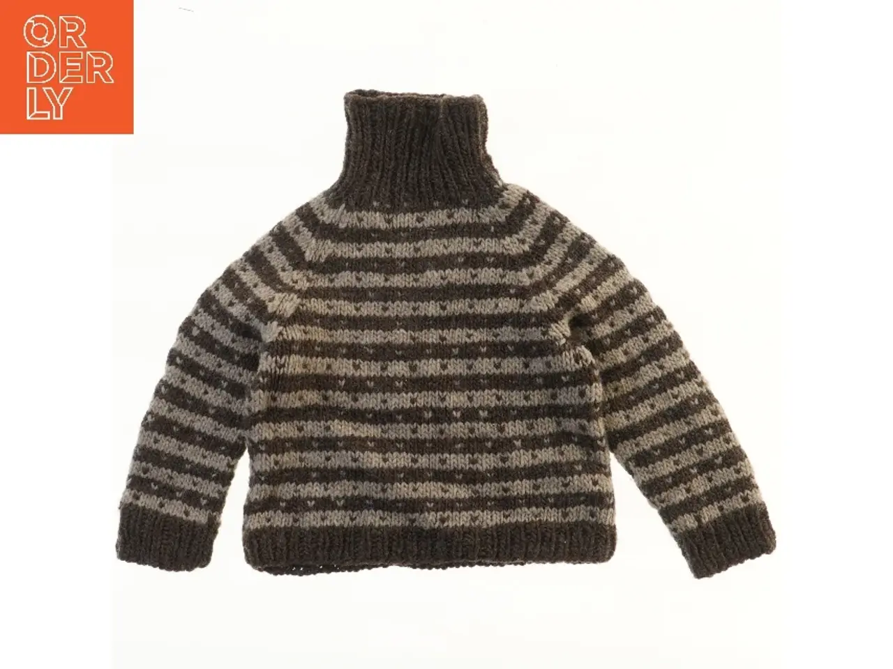 Billede 1 - Strikket uldsweater med rullekrave (str. 37x42 cm)