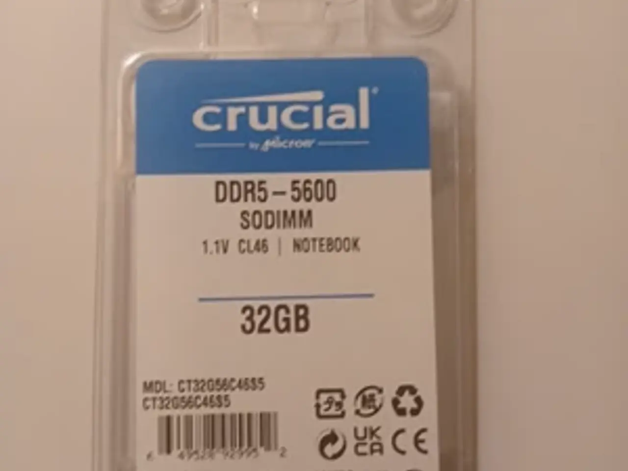 Billede 1 - Crucial DDR5 SDRAM 32GB 5600MHz SO DIMM 262-PIN