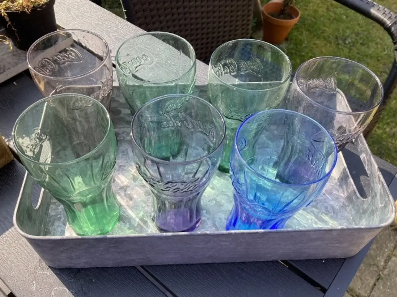 Billede 1 - Coca Cola glas – 7 stk – forskellige farver – sælg