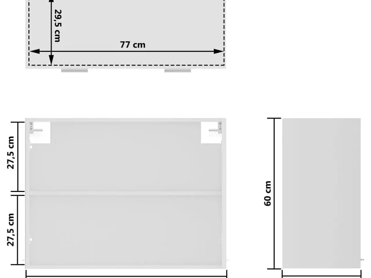 Billede 9 - Hængende vitrineskab “Lyon” - hvid, 80×31×60 cm, konstrueret træ