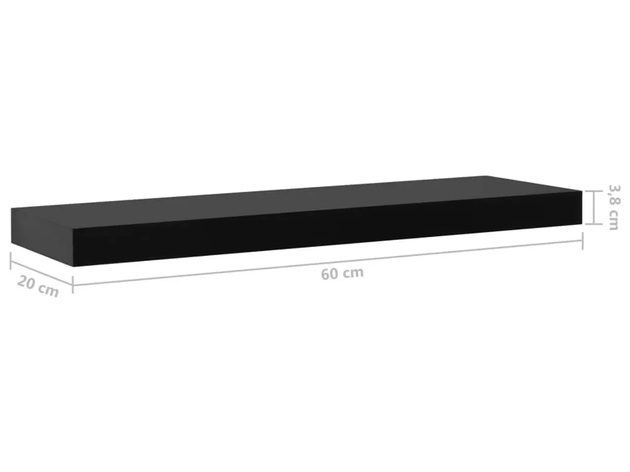 Billede 6 - Væghylder 2 stk. - 60×20×3,8 cm - sort svævehylde