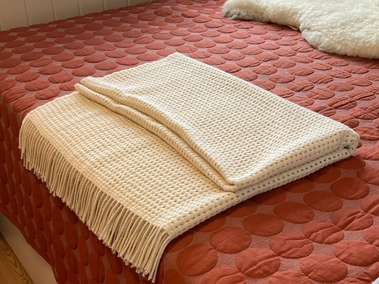 Billede 4 - Råhvid plaid i alpaca uld