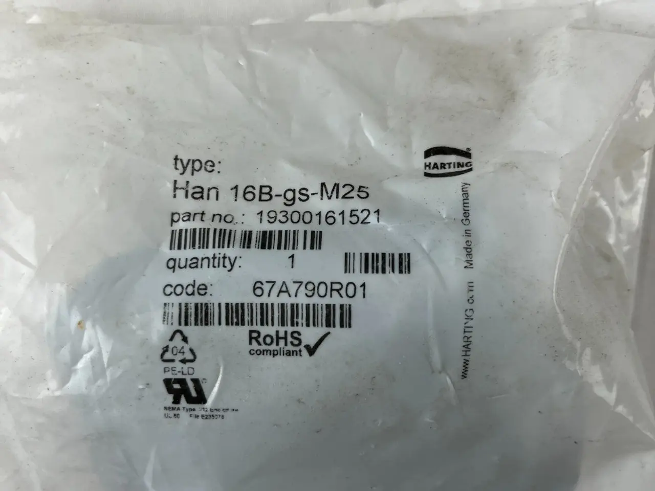 Billede 2 - Harting Han 16B-gs-M25 stik Hood Housing