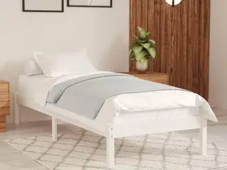 Sengeramme 90x200 cm massivt fyrretræ hvid