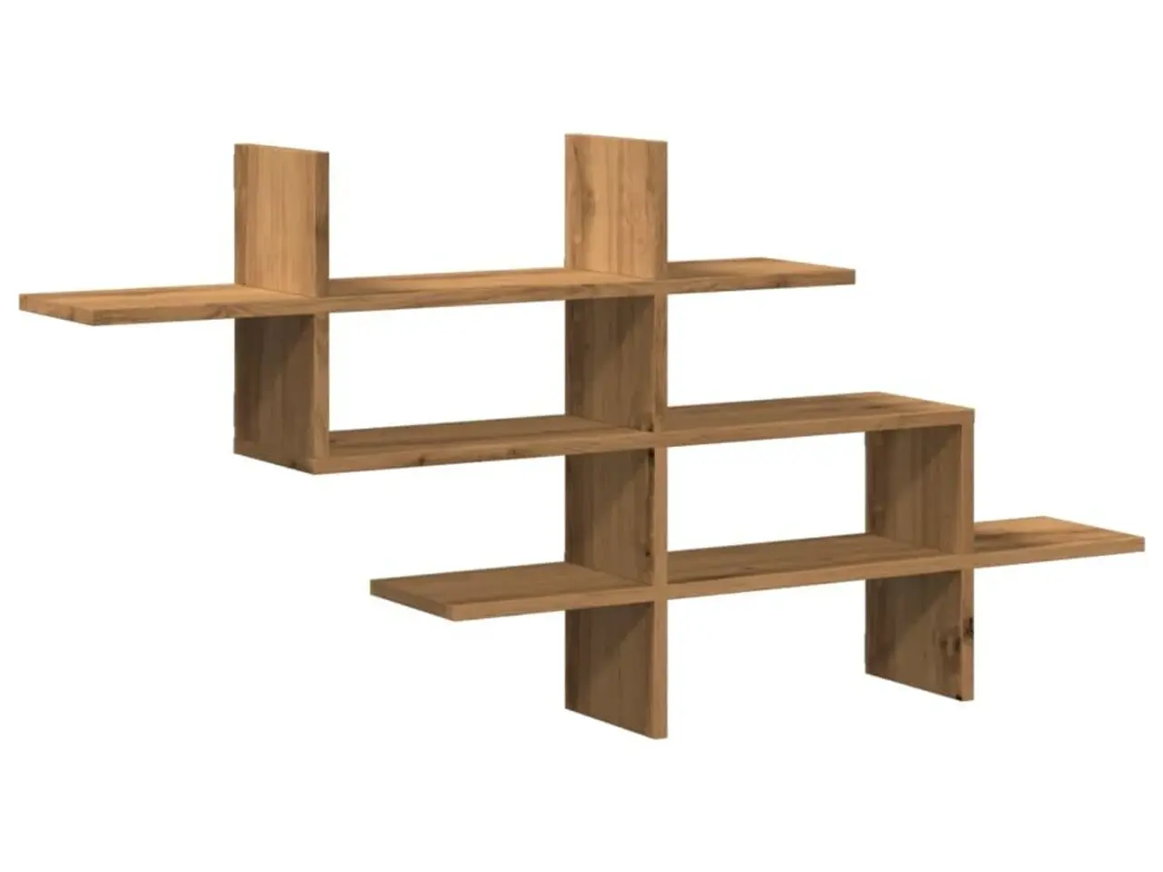 Billede 2 - Væghylde 124,5×18×60,5 cm - konstrueret træ, egetræsfarve