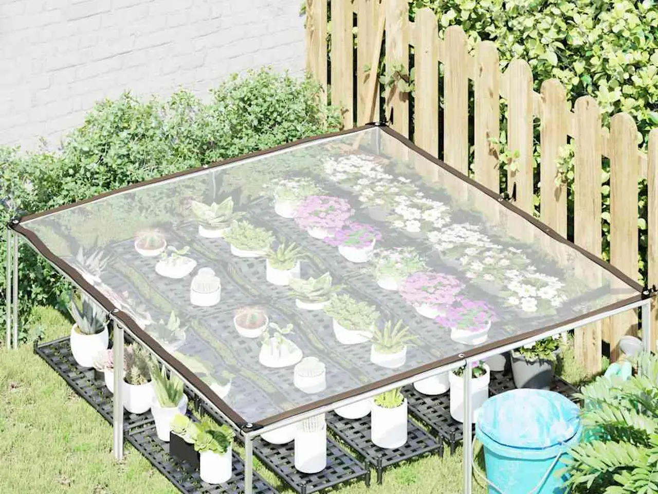 Billede 2 - Klar presenning med øjer 2 × 2 m - polyethylen, transparent/sort
