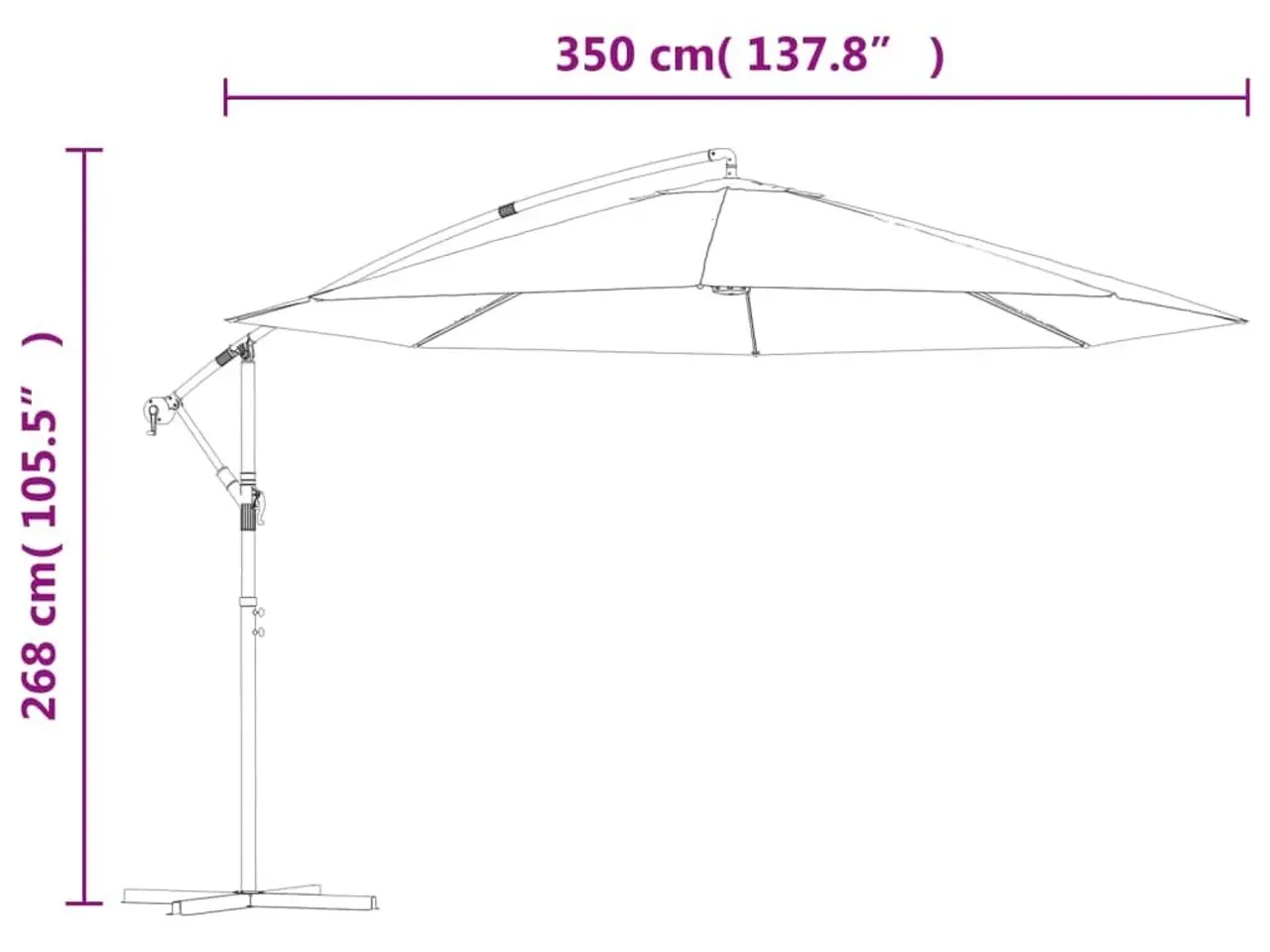 Billede 10 - Hængeparasol 350 cm med aluminiumstang - antracitgrå