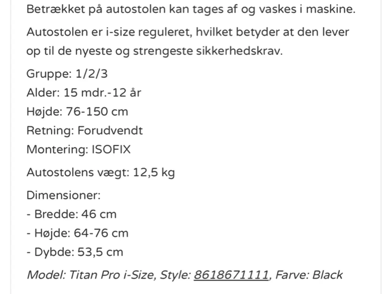 Billede 6 - Maxi Cosi autostol fra 15 mdr. til 12 år.