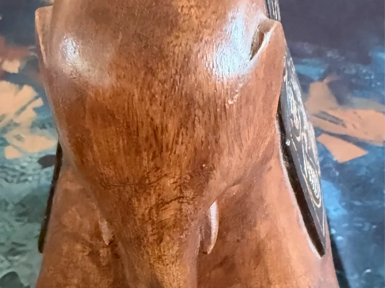 Billede 3 - Træ Elefant Håndskåret 21x13 cm