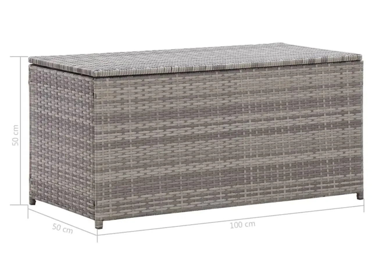 Billede 9 - Opbevaringskasse til haven i polyrattan - 100 × 50 × 50 cm, grå
