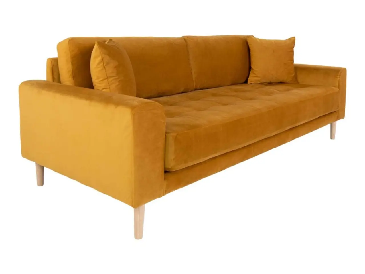 Billede 2 - Lido 3 Personers Sofa - Sofa i sennepsgult velour