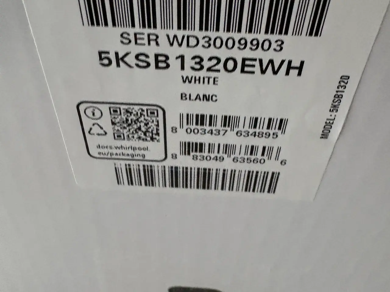 Billede 3 - KitchenAid : Blænder K 130 Hvid  NY