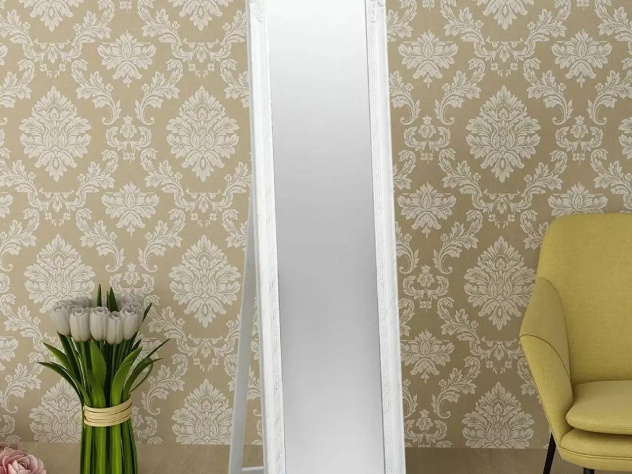 Billede 2 - Fritstående spejl i barokstil 160 × 40 cm - hvid