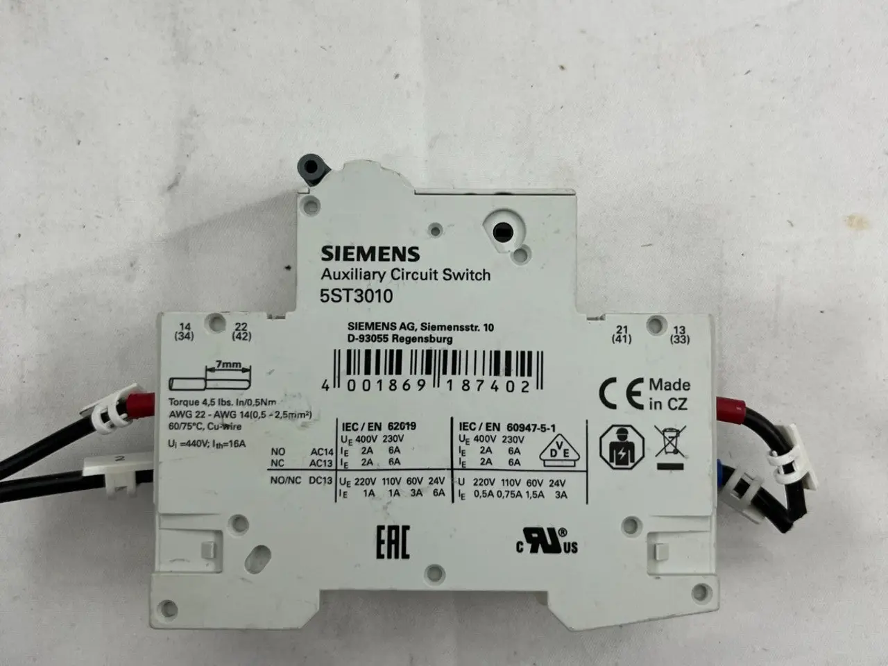 Billede 4 - Siemens 5SY4104-7 MCB C4 230/400V + 5ST3010 4A