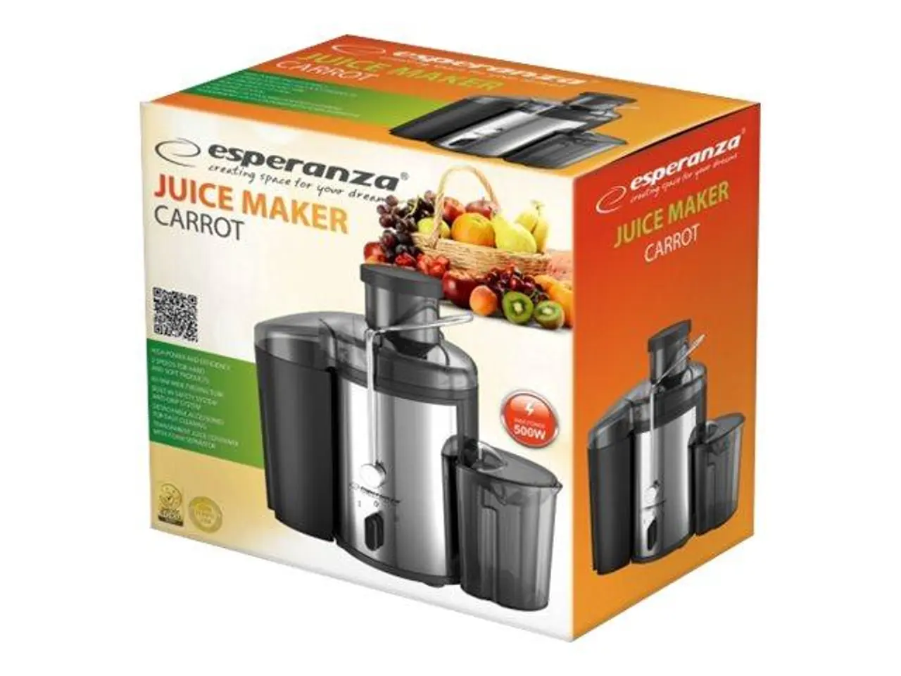 Billede 2 - Esperanza EKJ002 saftpresser 500 W - sort rustfrit stål