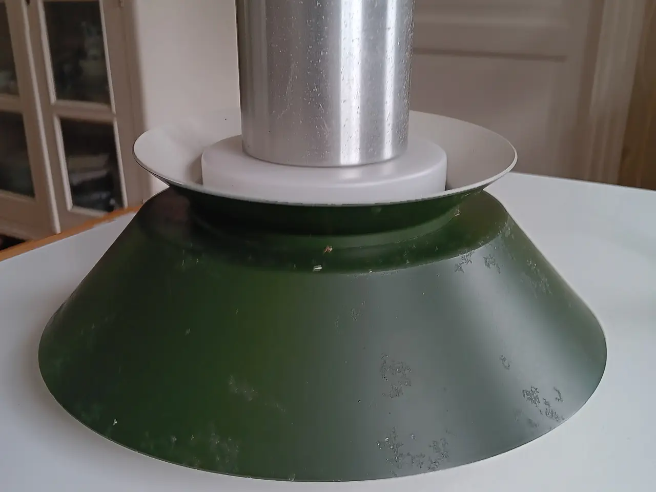 Billede 1 - Industrilampe/værkstedslampe i grøn emalje