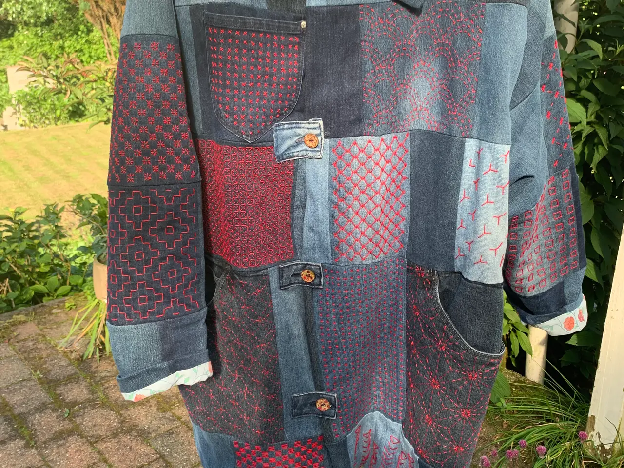 Billede 1 - Unik cowboyjakke med sashiko-broderi