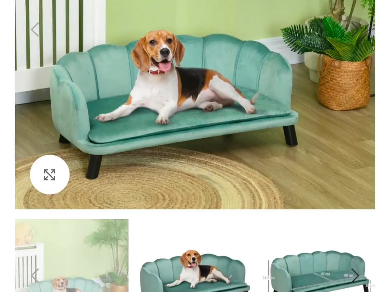 Billede 2 - Hundesofa i grøn velour 