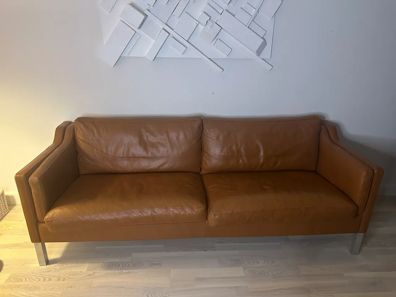 Billede 1 - Lædersofa i cognac farve 