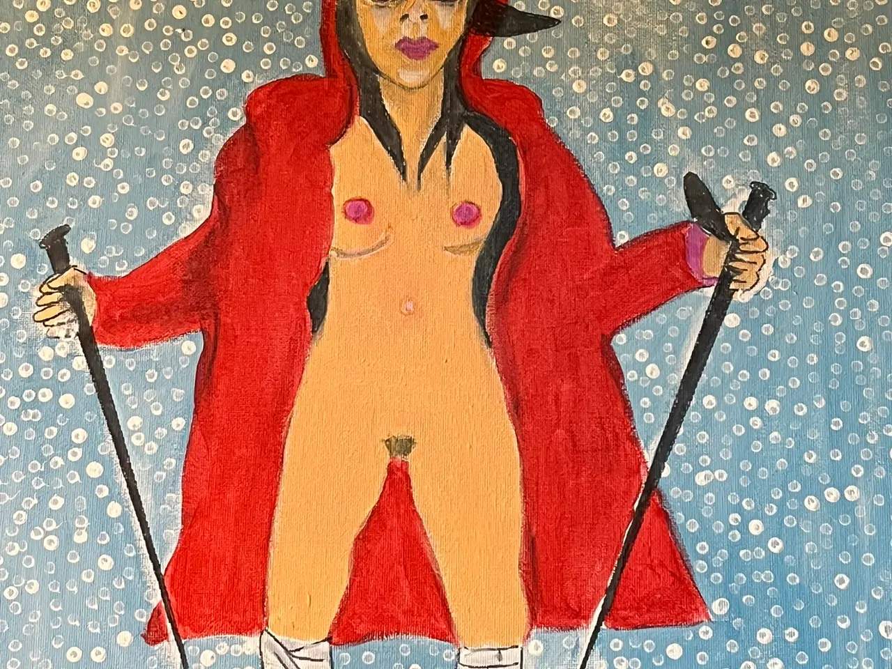 Billede 1 - Akrylmaleri 40x40. Ungdommelig vovemod.