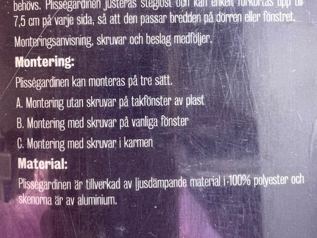 Billede 7 - Nyt og ubrugt Plissegardin. Sort. 90x220 Cm.