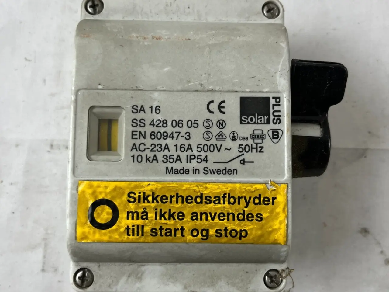 Billede 3 - Solar Plus SA16 16A 500V AC‑23A Safety kontakt