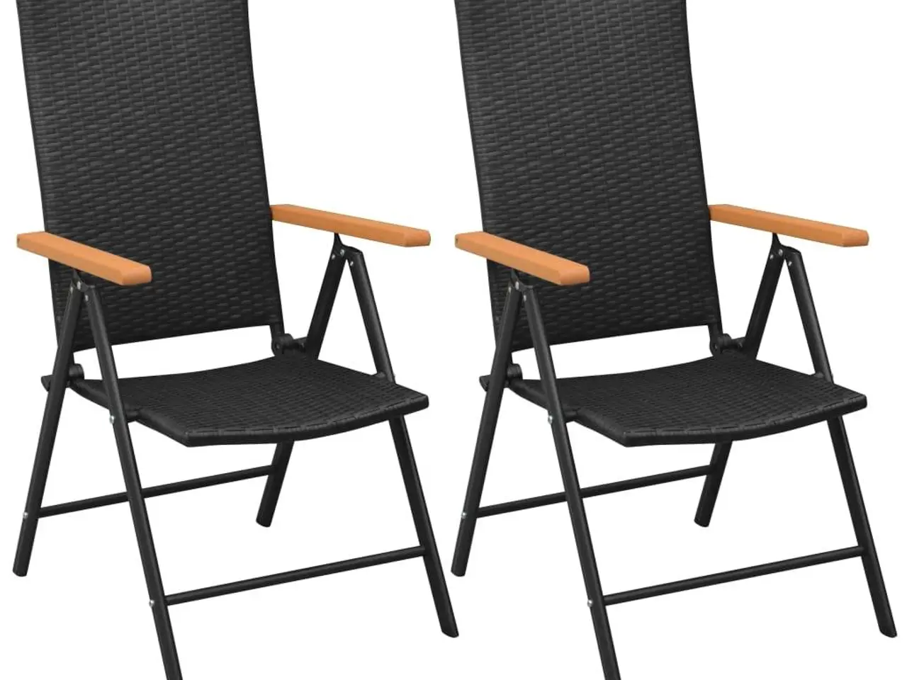 Billede 1 - Stabelbare havestole 2 stk. i sort polyrattan - foldbare med 7 positioner