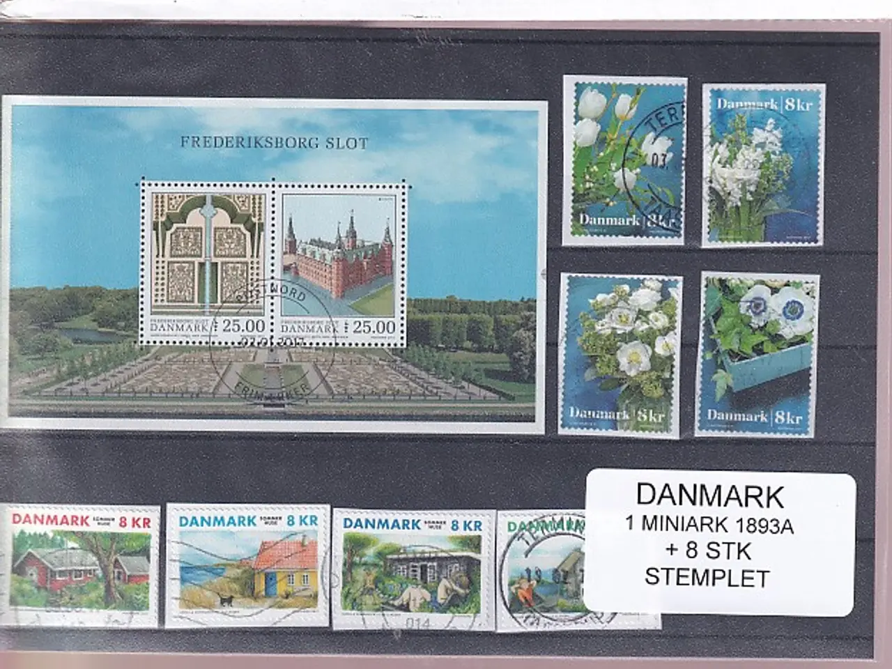 Billede 1 - Danmark - Miniark 1893 A + enkeltmærker - Stemplet