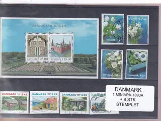 Danmark - Miniark 1893 A + enkeltmærker - Stemplet