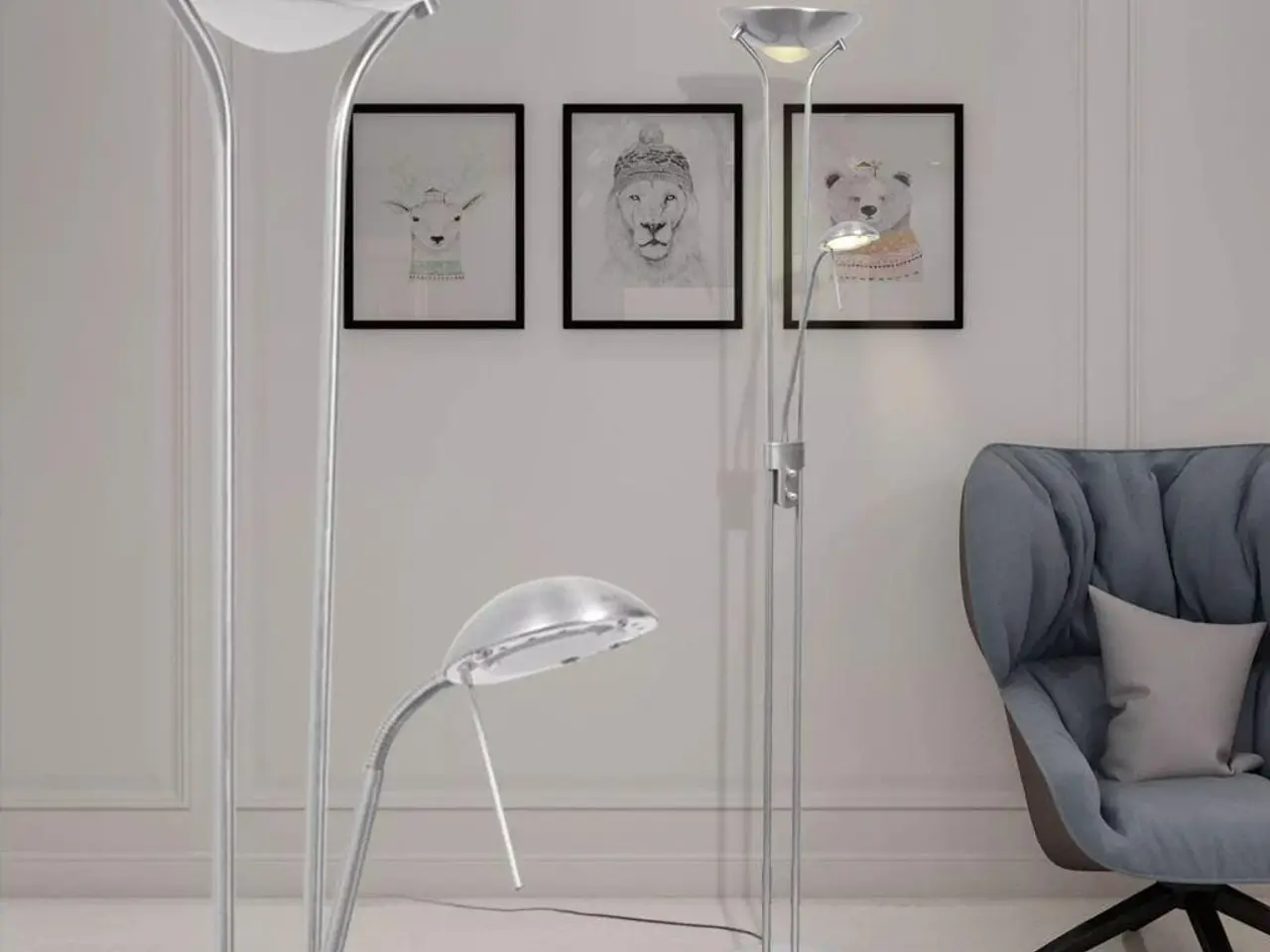 Billede 1 - LED-gulvlampe med læselampe - 23 W