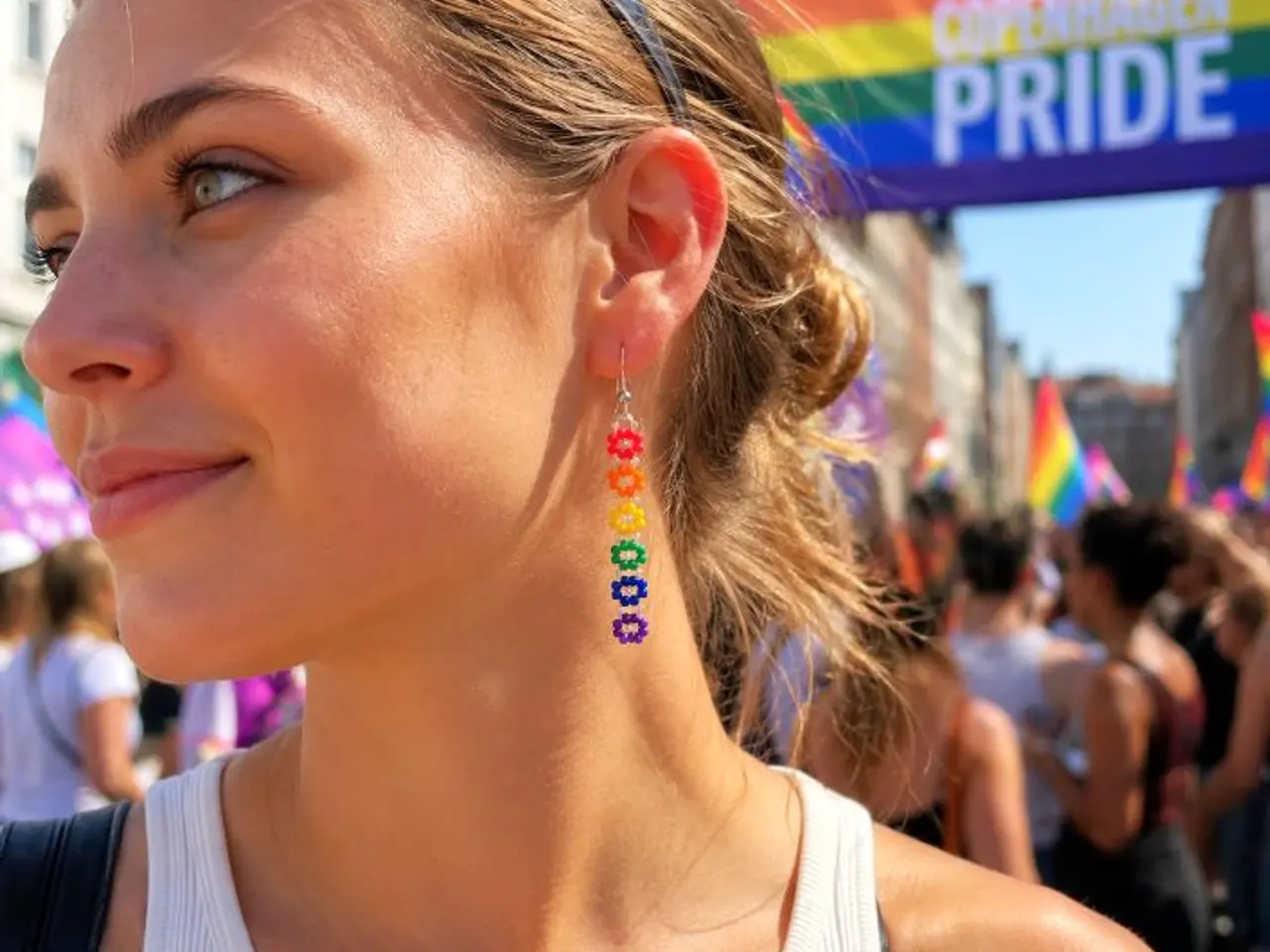 Billede 5 - Håndsyede Regnbueøreringe – Perfekte til Cph Pride