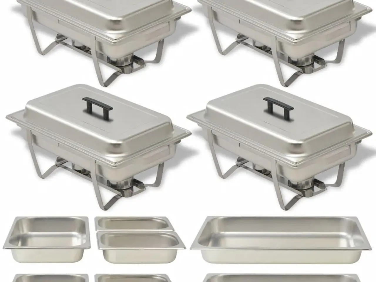 Billede 1 - Fyrfadesæt i rustfrit stål - 4 komplette chafing dishes