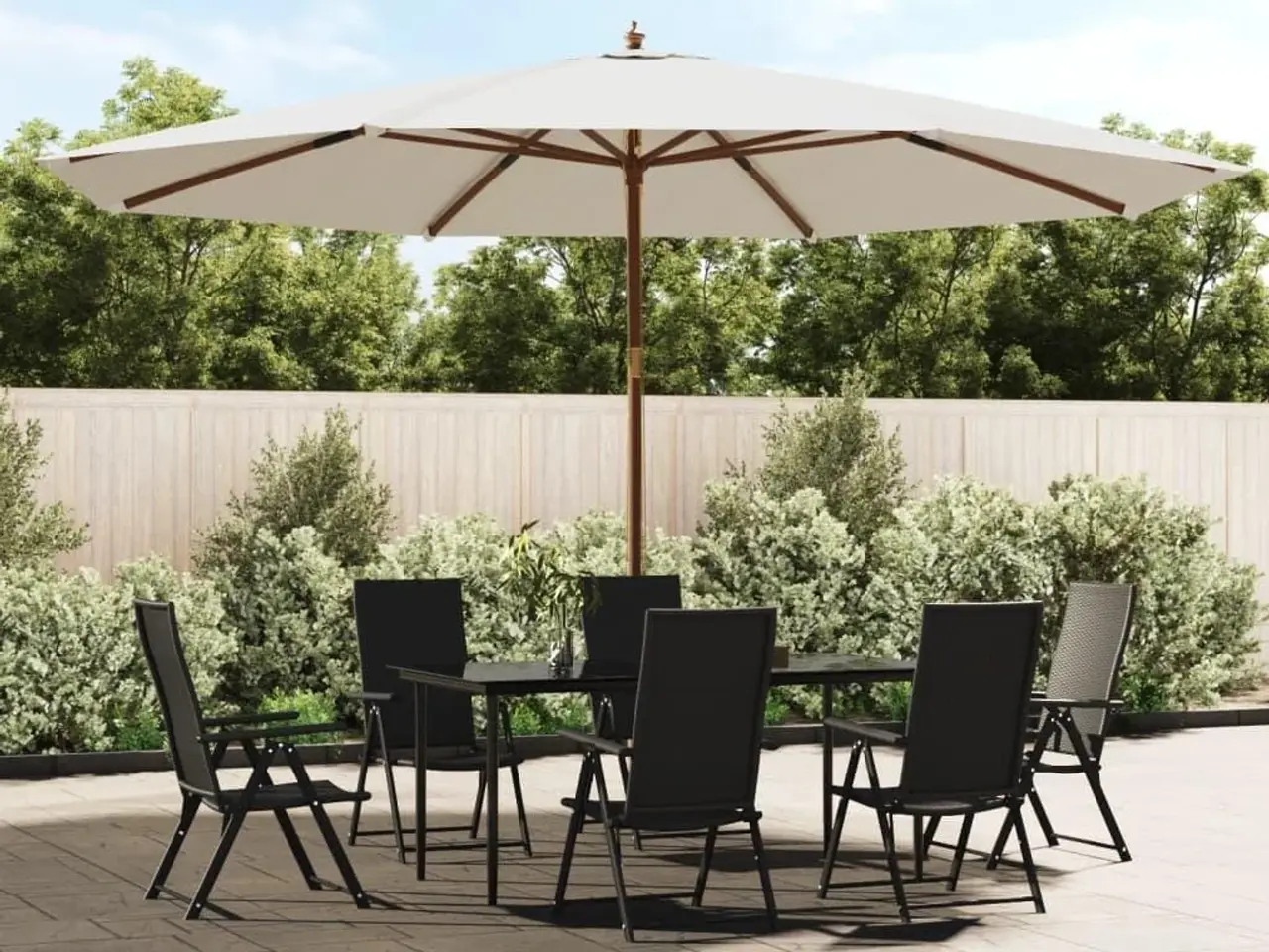 Billede 1 - Haveparasol med træstang 400x273 cm sandfarvet