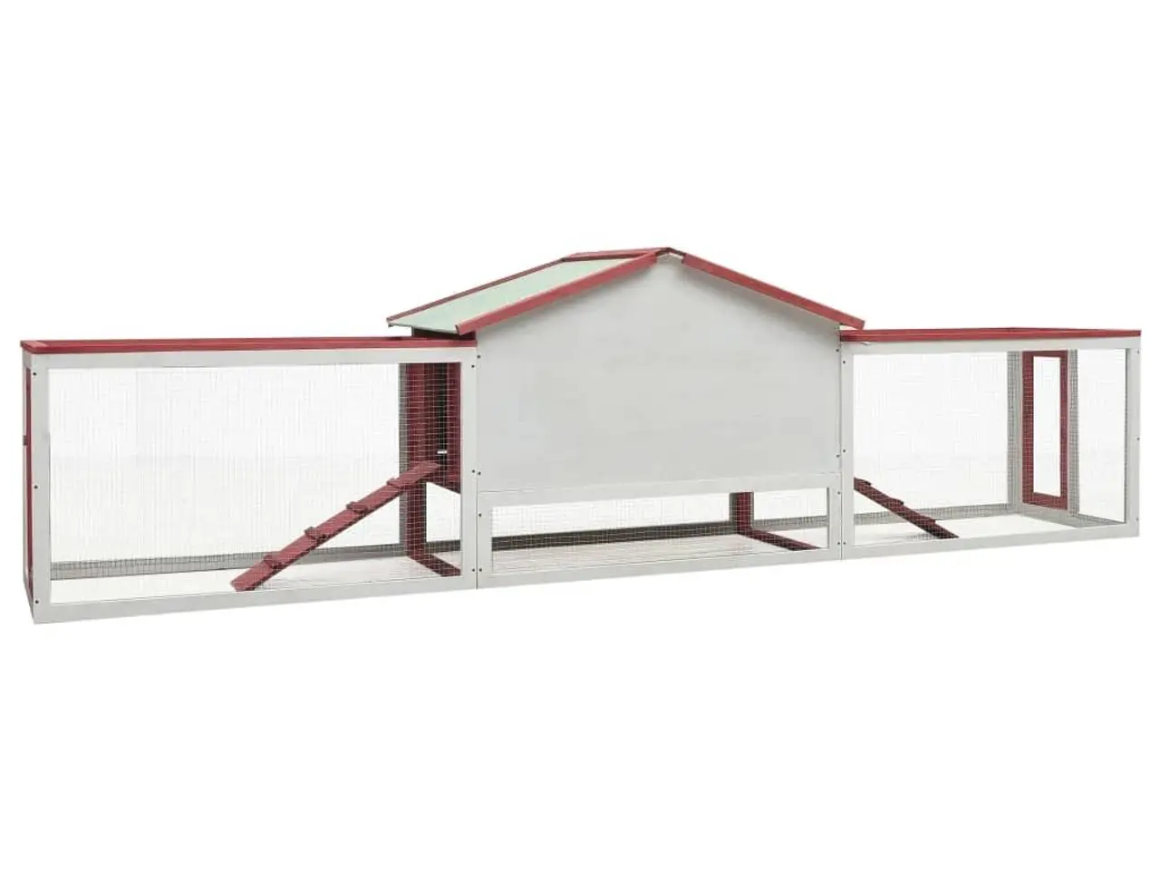 Billede 5 - Kaninbur i træ 310 × 70 × 87 cm - rød/hvid, 2 etager