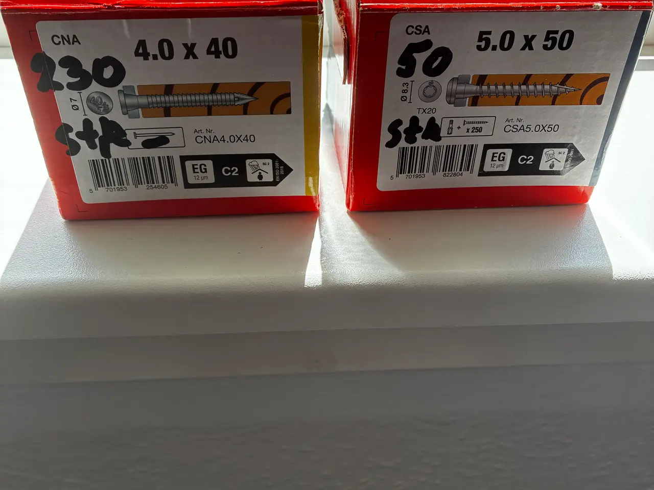 Billede 1 - Kamsøm CNA4,0x40 mm og beslagskrue CSA5,0x50 mm