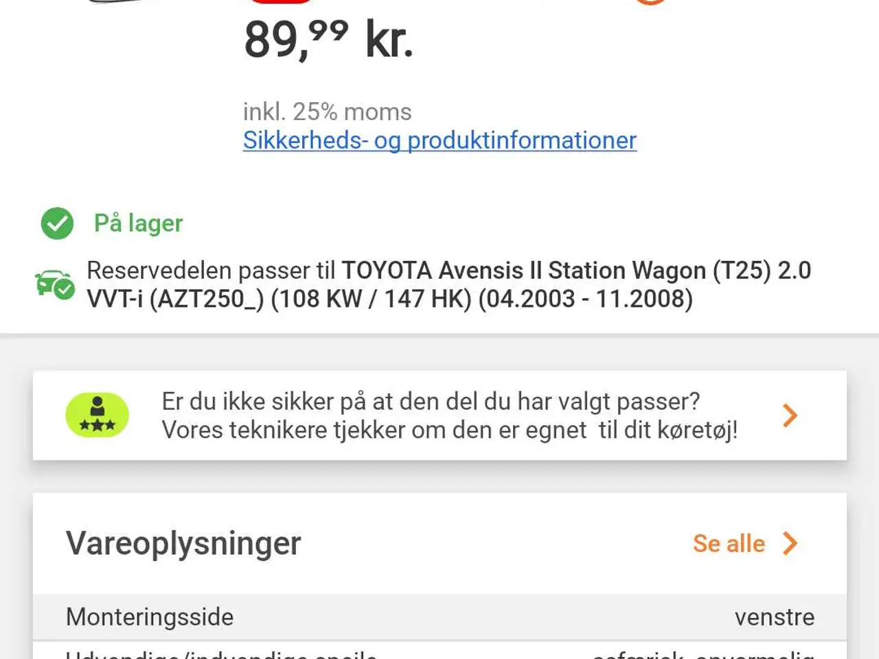 Billede 3 - Sidespejl Toyota 