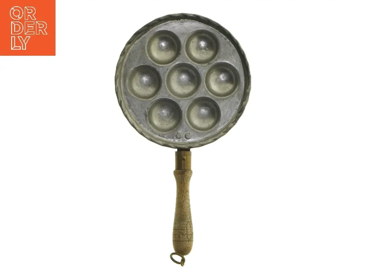Billede 1 - Vintage æbleskive pande med træhåndtag (str. 28 cm)
