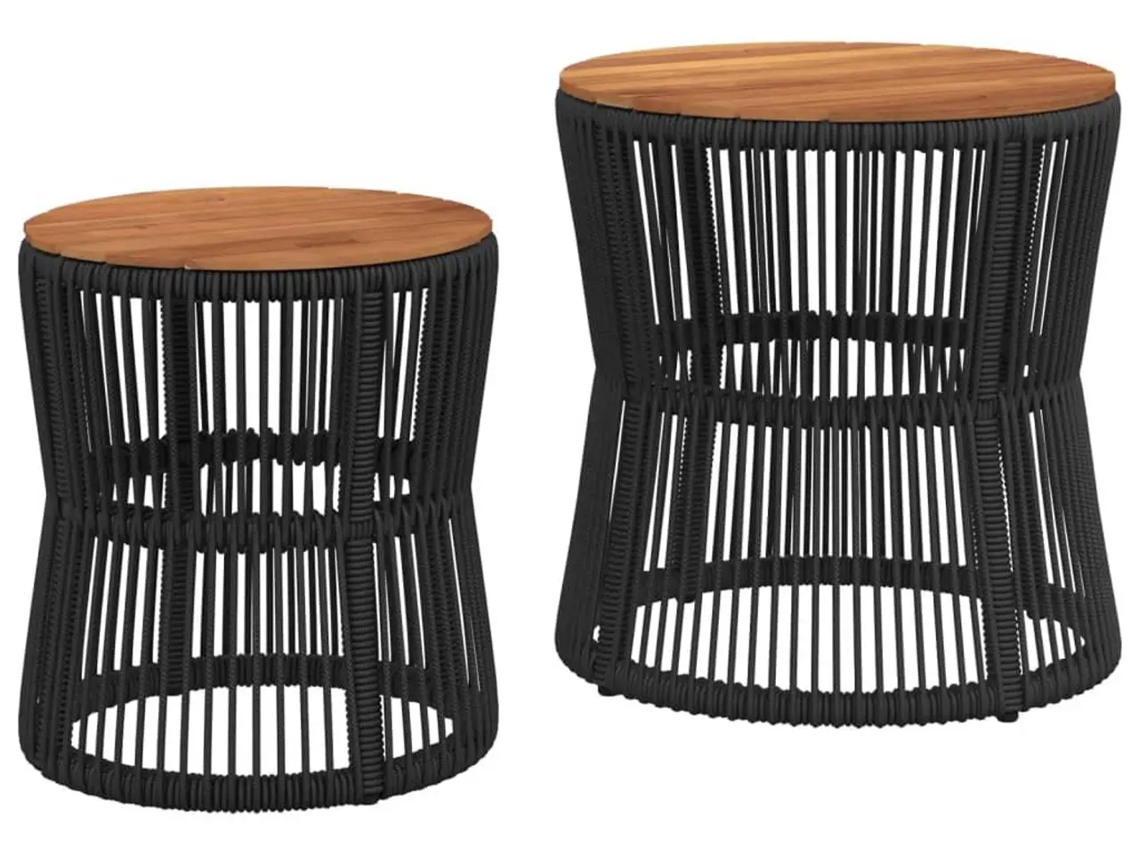 Billede 2 - Haveborde sæt á 2 med træplade - polyrattan, sort/brun