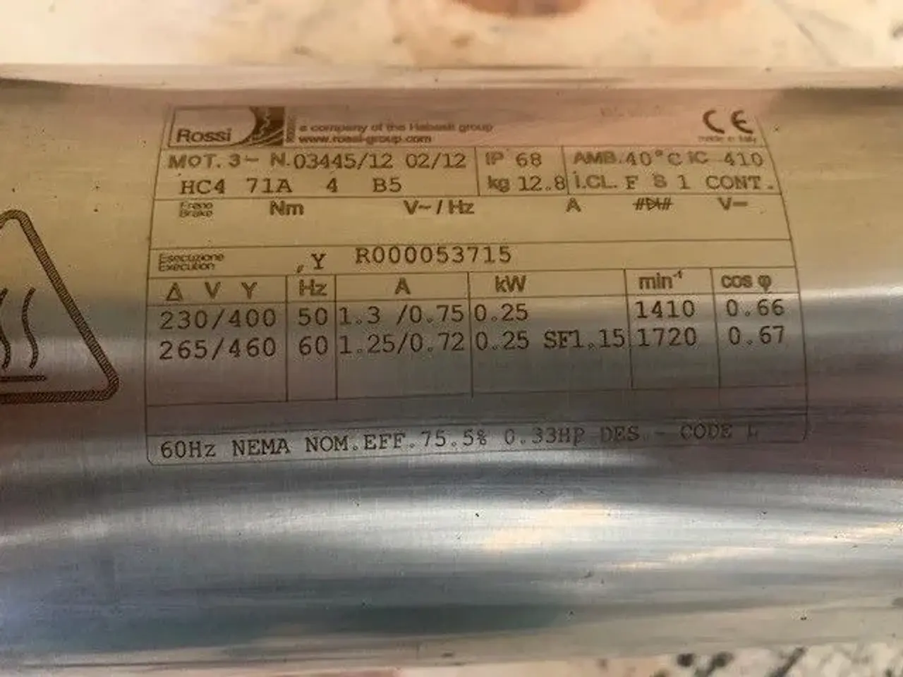 Billede 2 - Ubrugte 0,25 kw Rossi rustfri el-motorer
