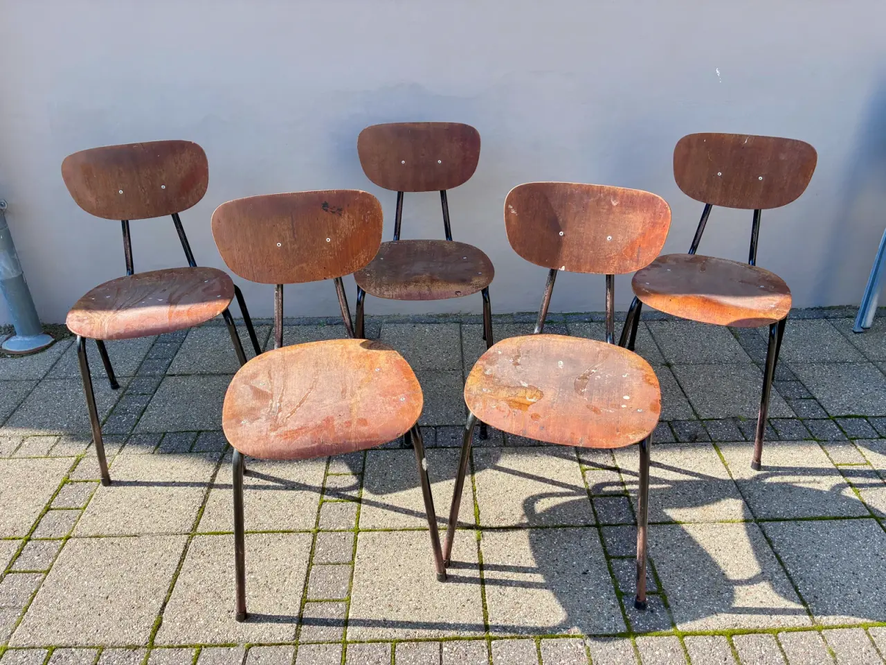 Billede 4 - 5 stk. 60’er skolestol teak / metal