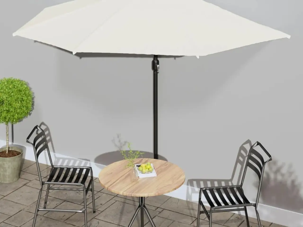 Billede 1 - Halvrund balkonparasol 300 × 155 cm - sandfarvet med aluminiumsstang