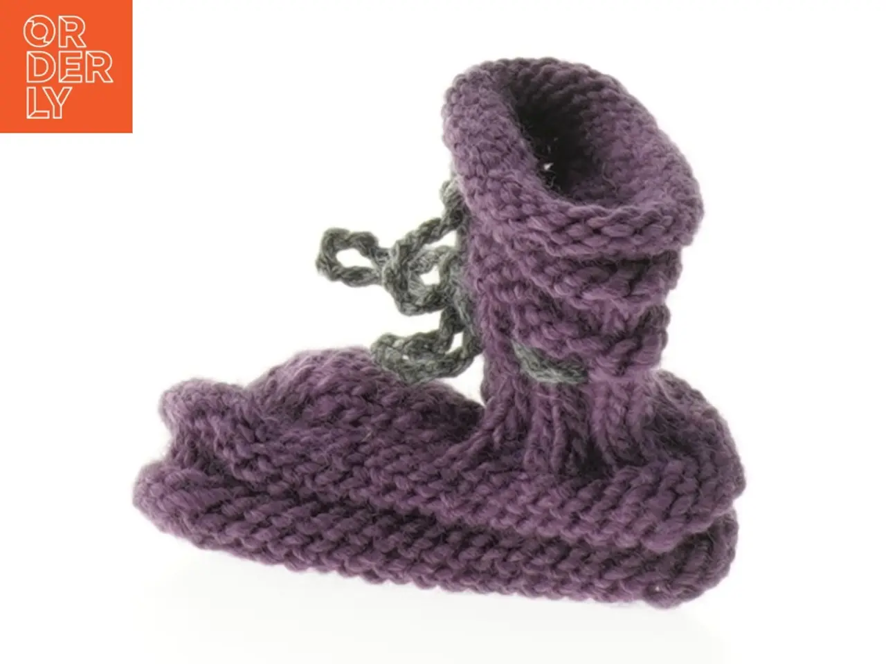 Billede 1 - Strikkede babystøvler i lilla (str. 11 cm)