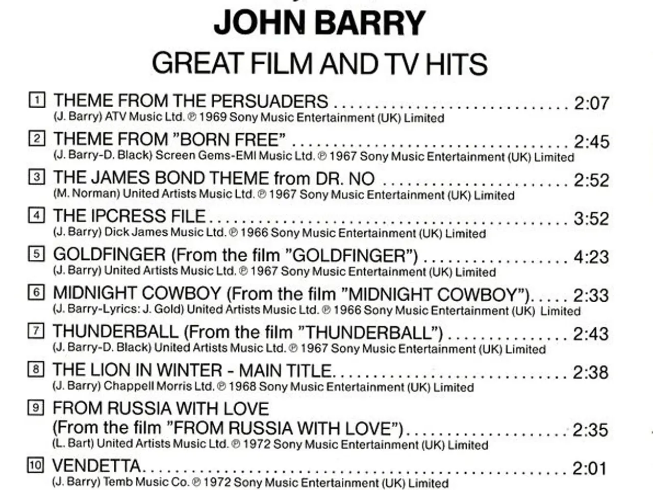 Billede 4 - John Barry – Great Film And TV Hits – CD