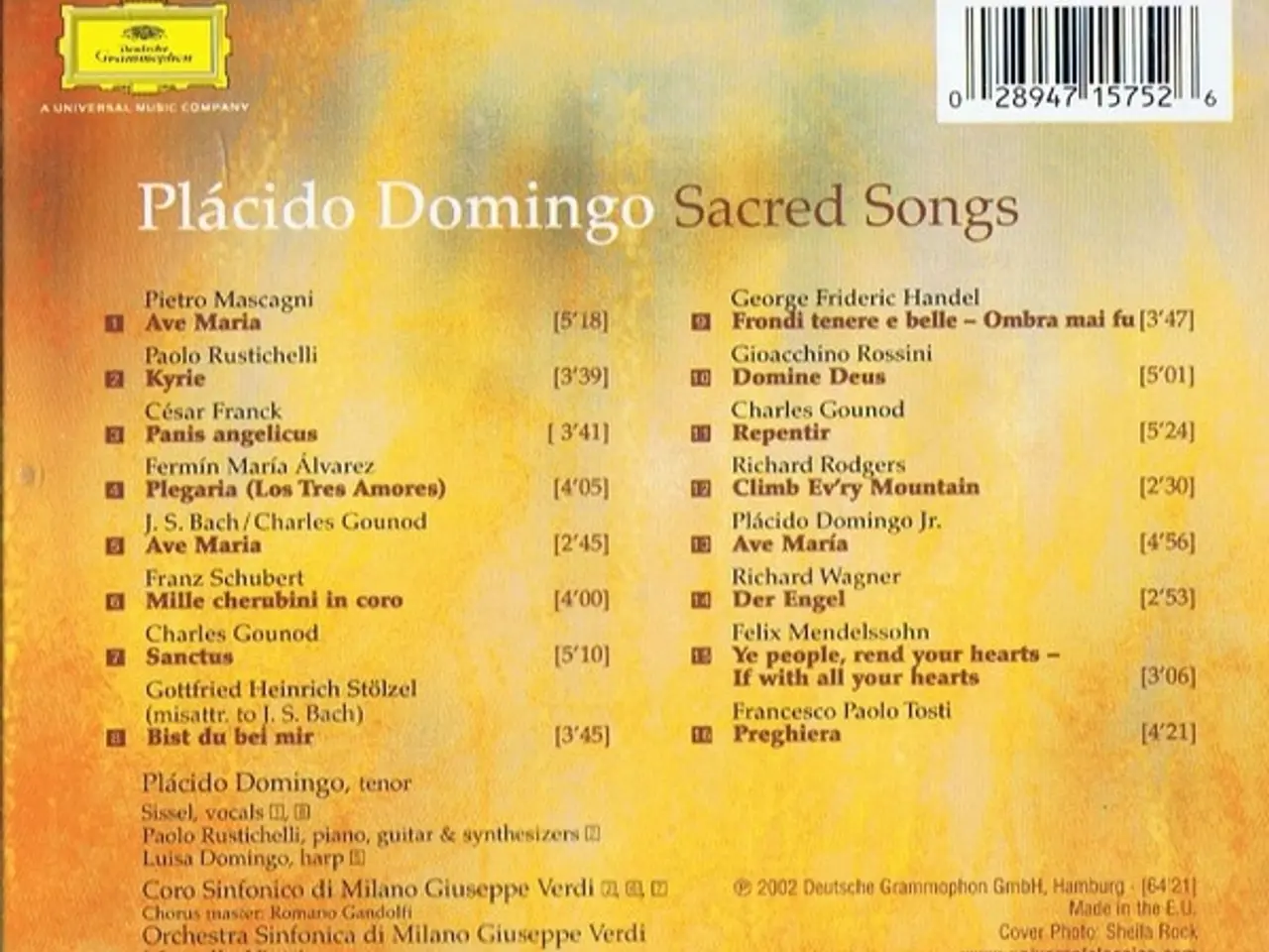 Billede 2 - Plácido Domingo* – Sacred Songs – CD