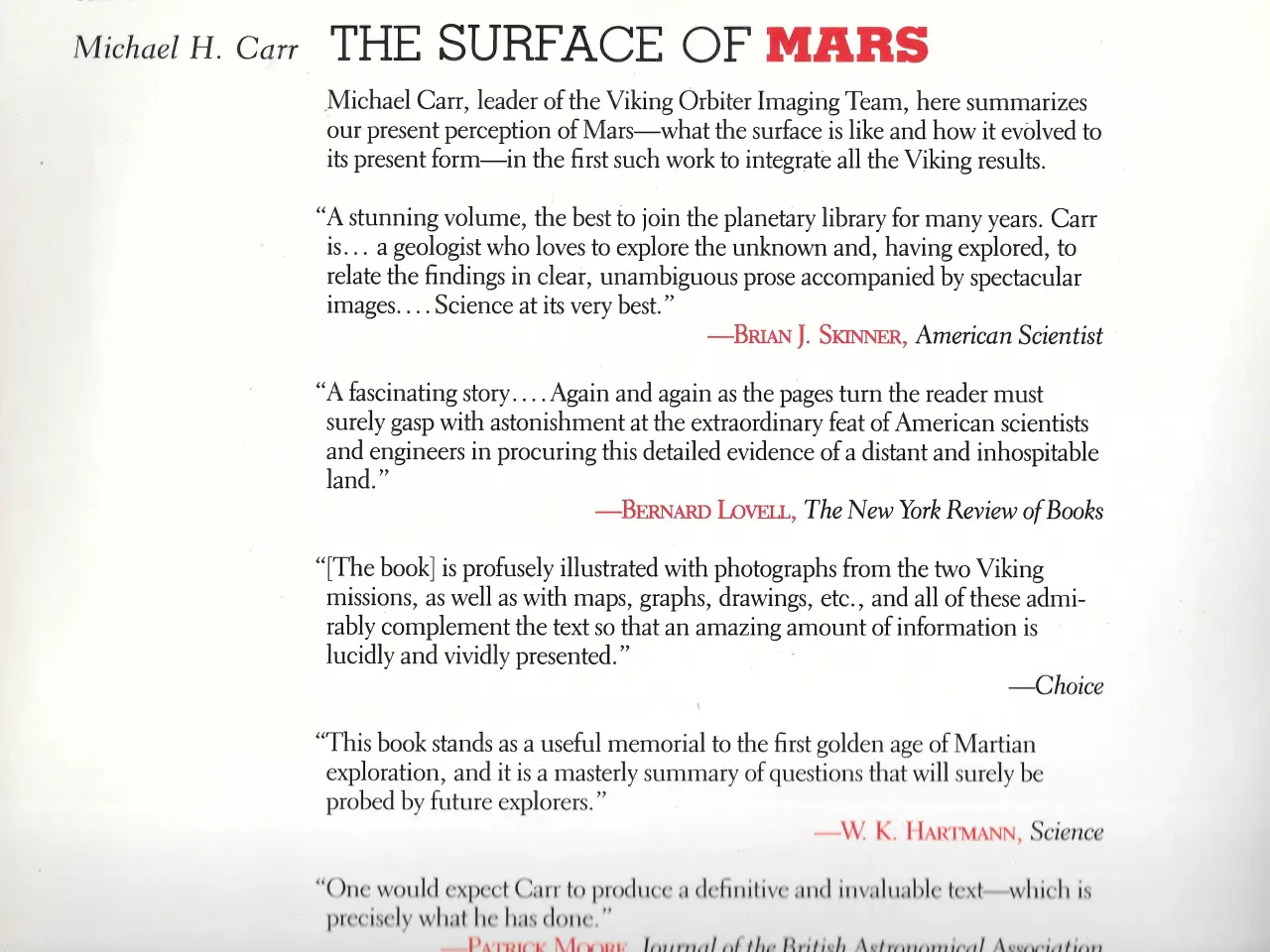 Billede 2 - The Surface of Mars by Michael H Carr