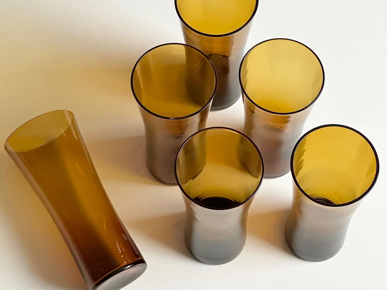 Billede 5 - Ravfarvede drikkeglas, 6 stk samlet