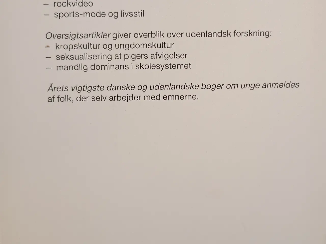 Billede 1 - Ungdomskultur, forskningsårbog 2.