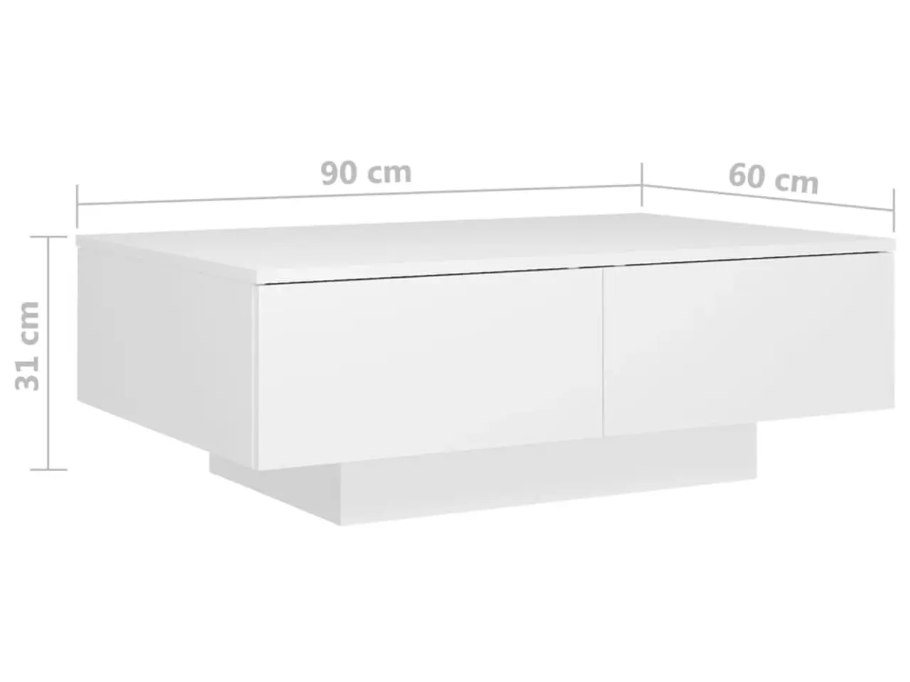 Billede 7 - Sofabord i hvidt konstrueret træ - 90 × 60 × 31 cm